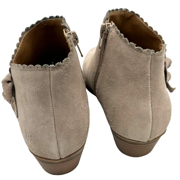 Jack Rogers Kali Suede Ankle Booties Gray 2 Bows Side Zip Prairie Size 6M - Picture 3 of 9